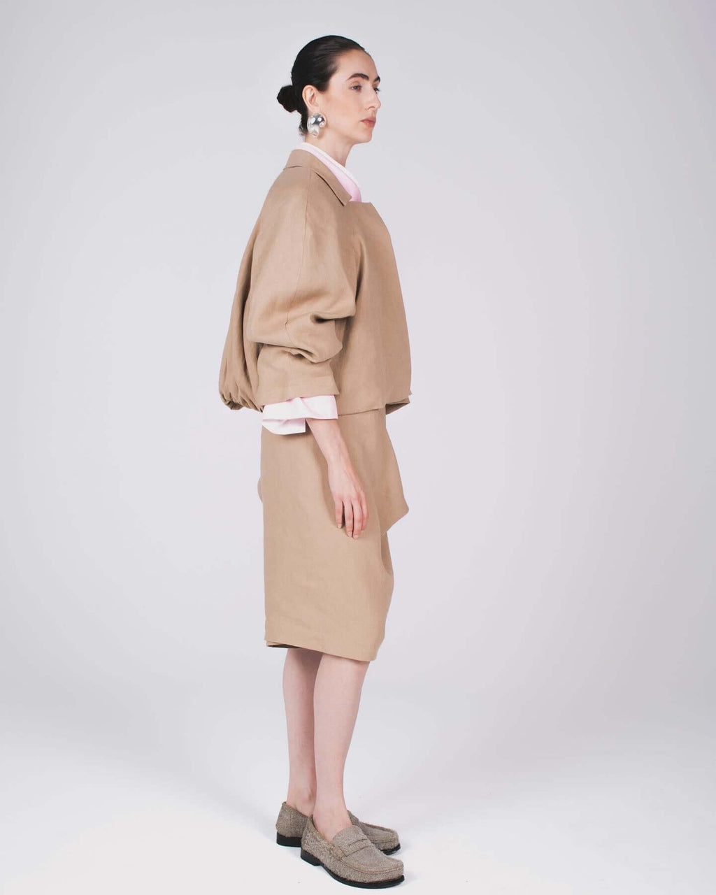 Puffy bomber jacket in linen