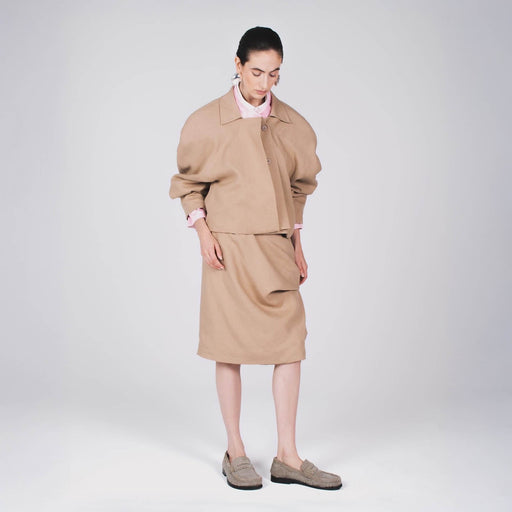Puffy bomber jacket in linen