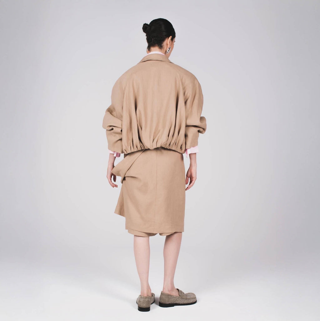Puffy bomber jacket in linen