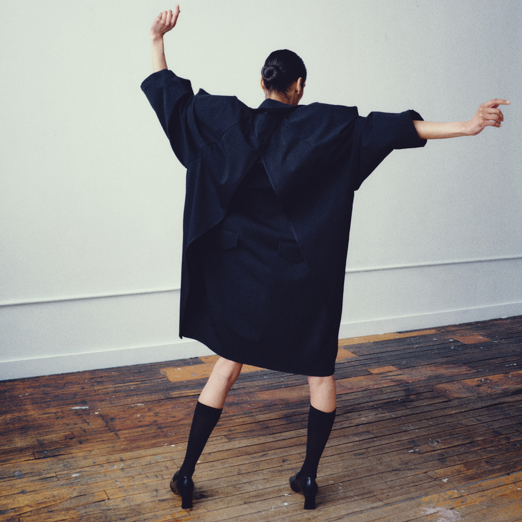 Satin-Layer Asymmetric Coat