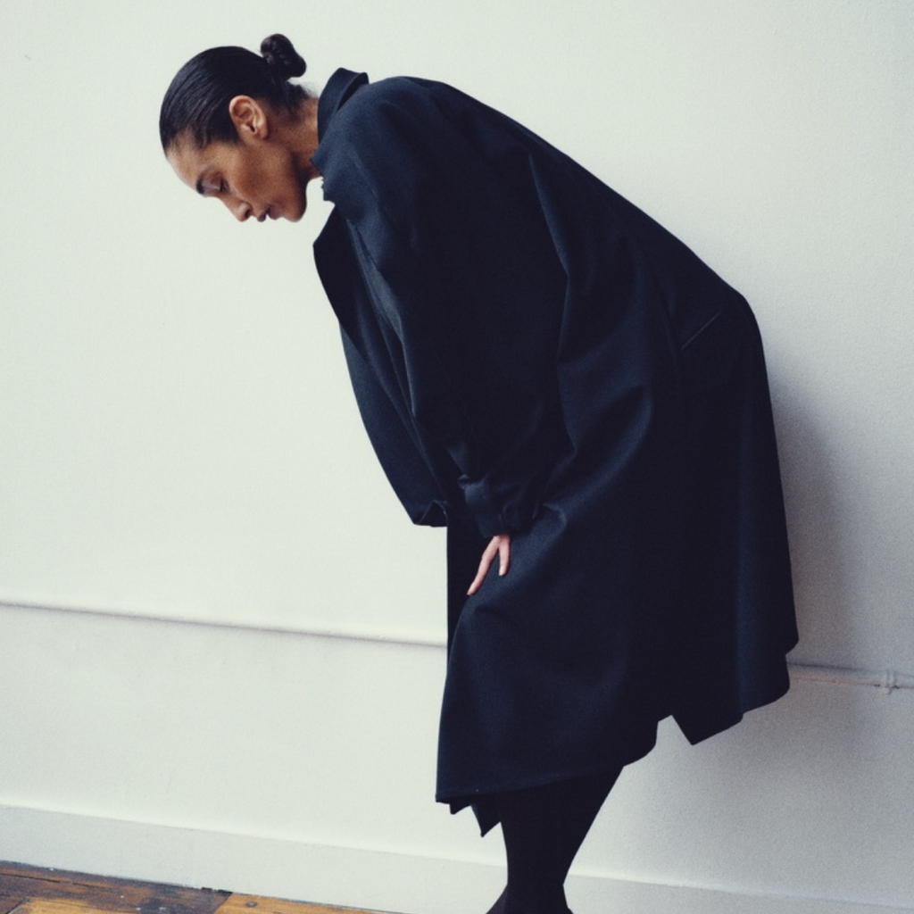 Satin-Layer Asymmetric Coat