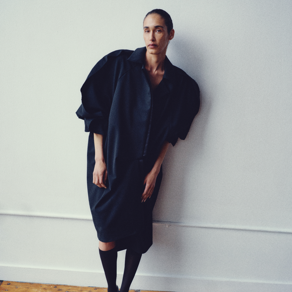 Satin-Layer Asymmetric Coat