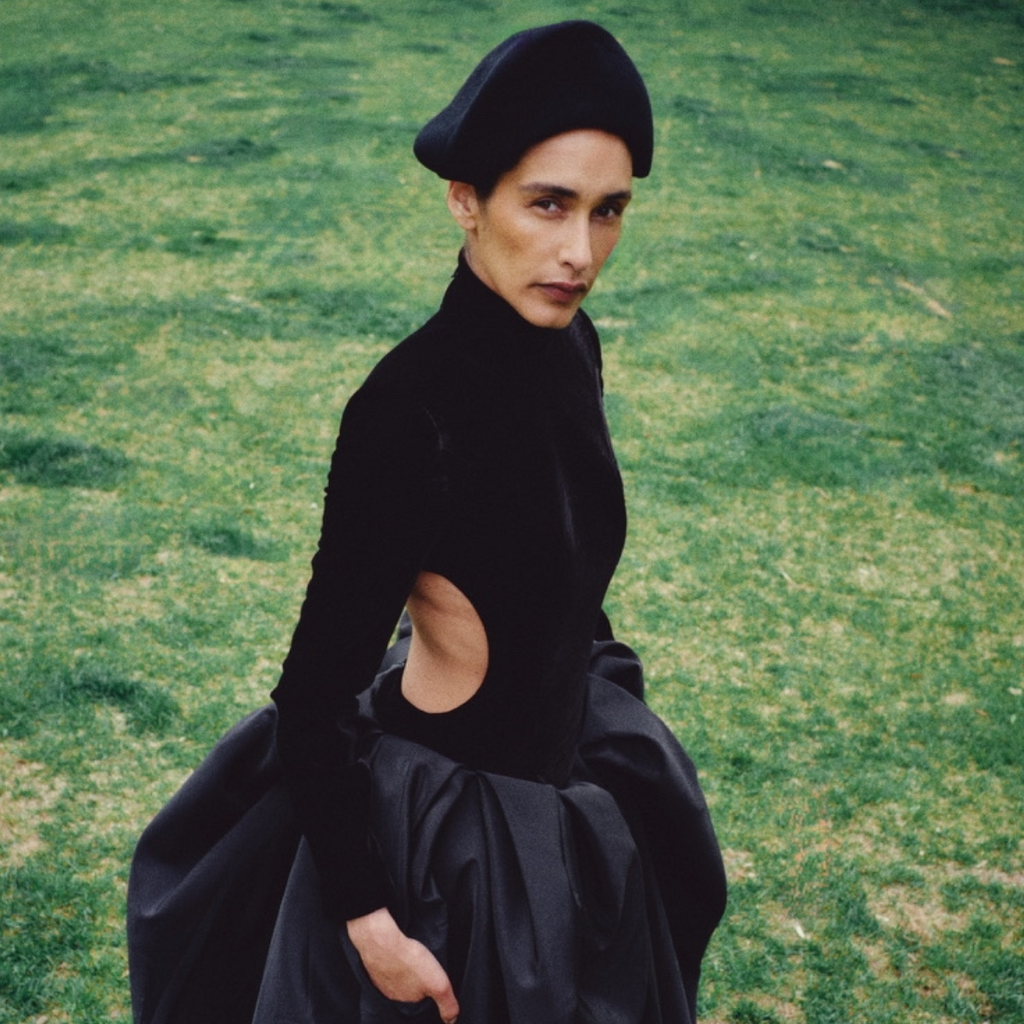 Long Sleeve Structured Dress in Velvet