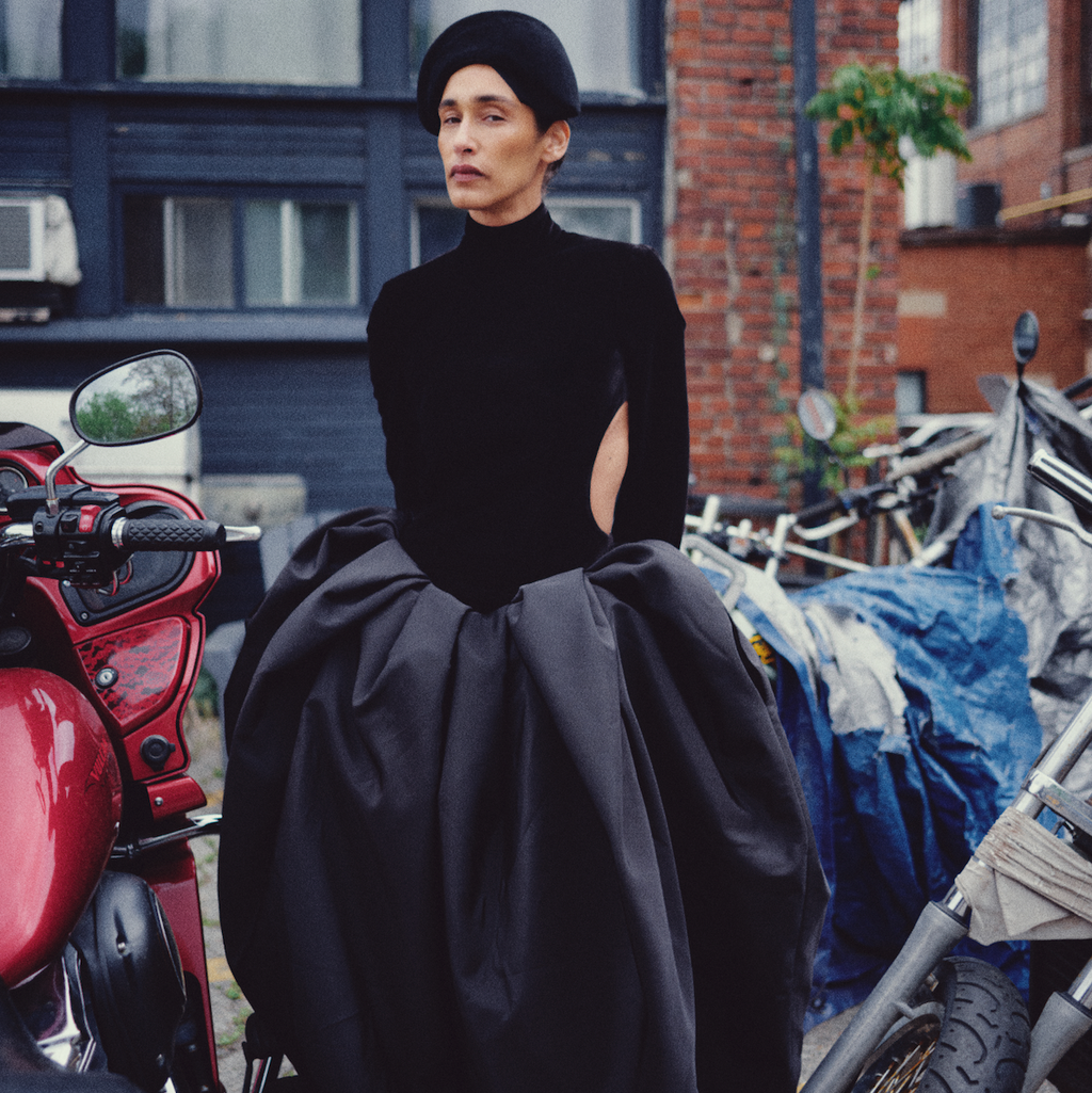 Long Sleeve Structured Dress in Velvet