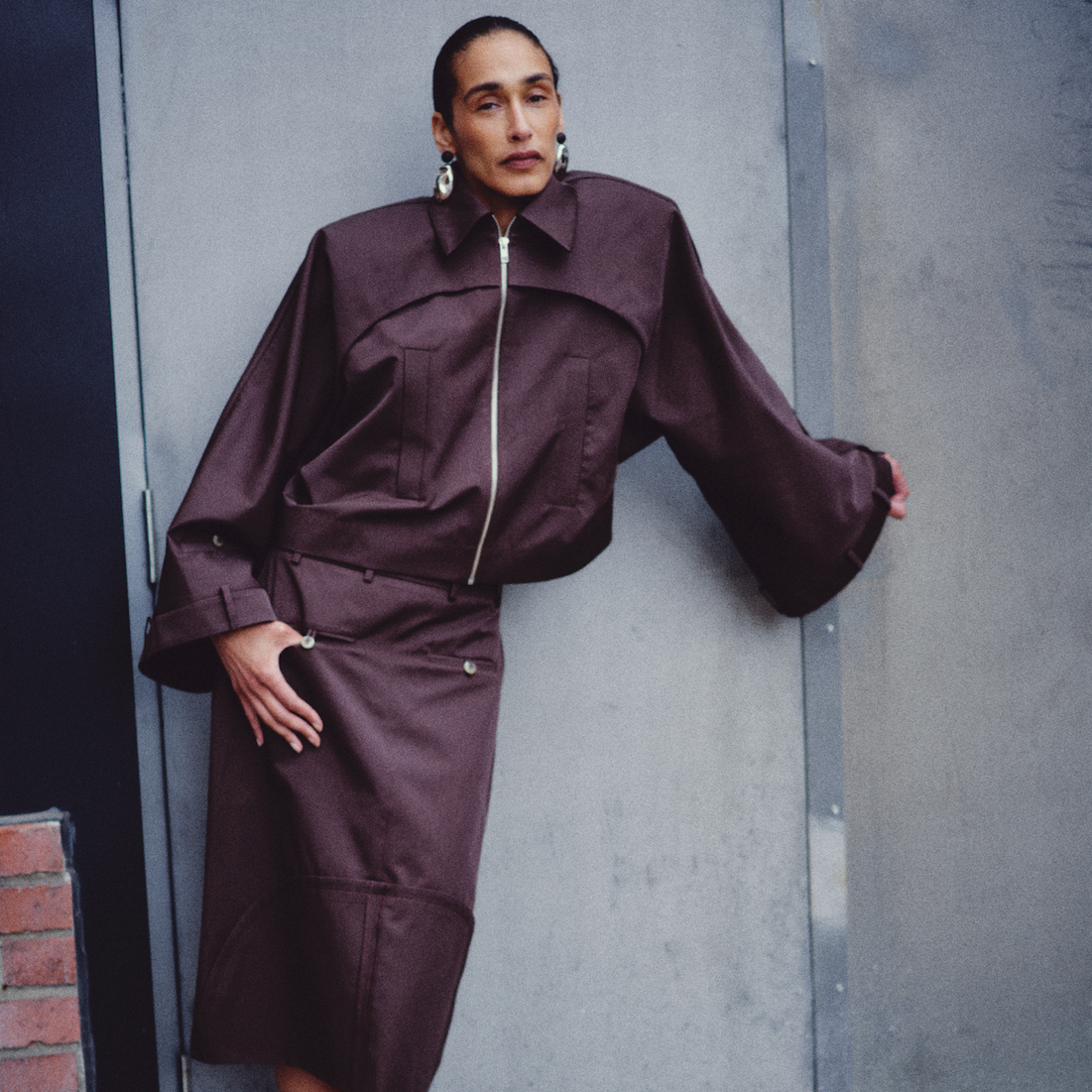 Half Folded Skirt in brown