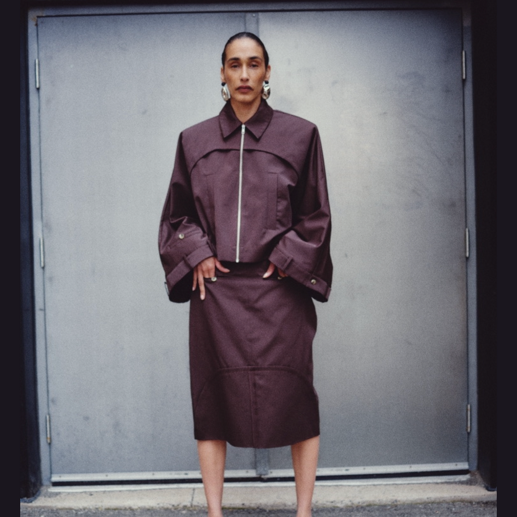 Structured Coat With Sleeve Pant Details in brown