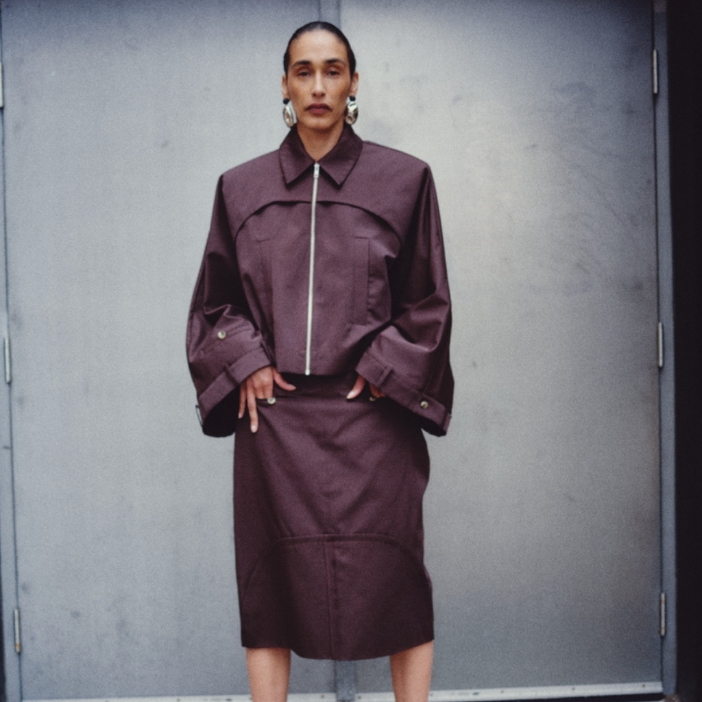 Half Folded Skirt in brown