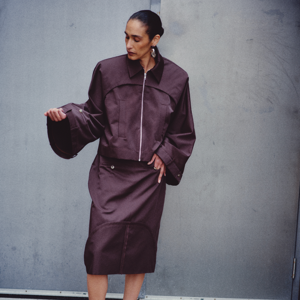 Half Folded Skirt in brown