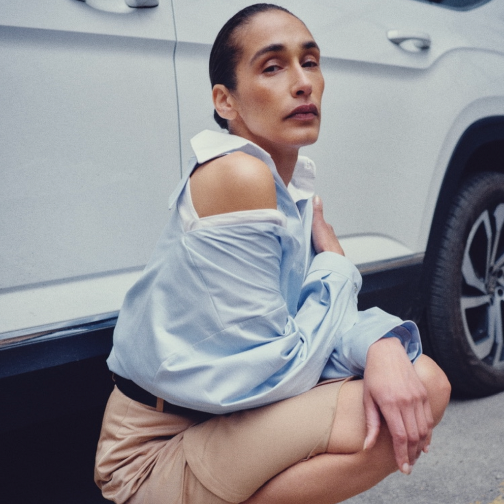 Half Folded Skirt in beige