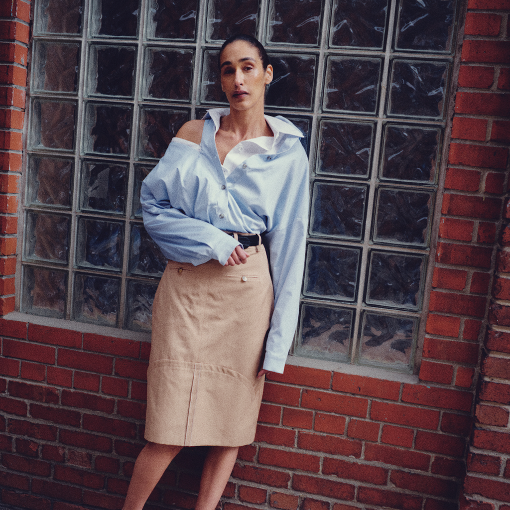 Asymmetric Blouse with Zipper