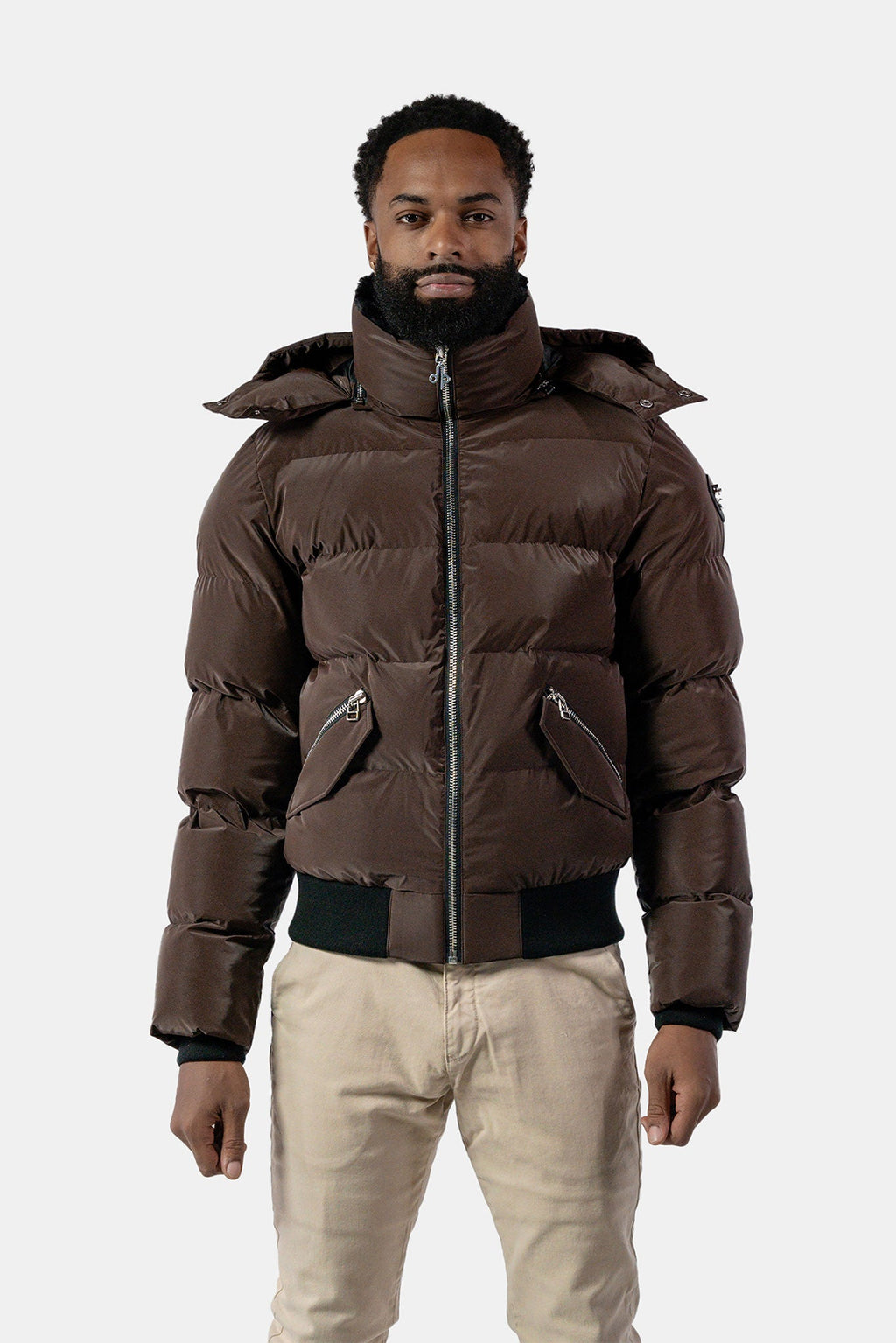 Mens Woody Bomber Jacket Mocha Diamond
