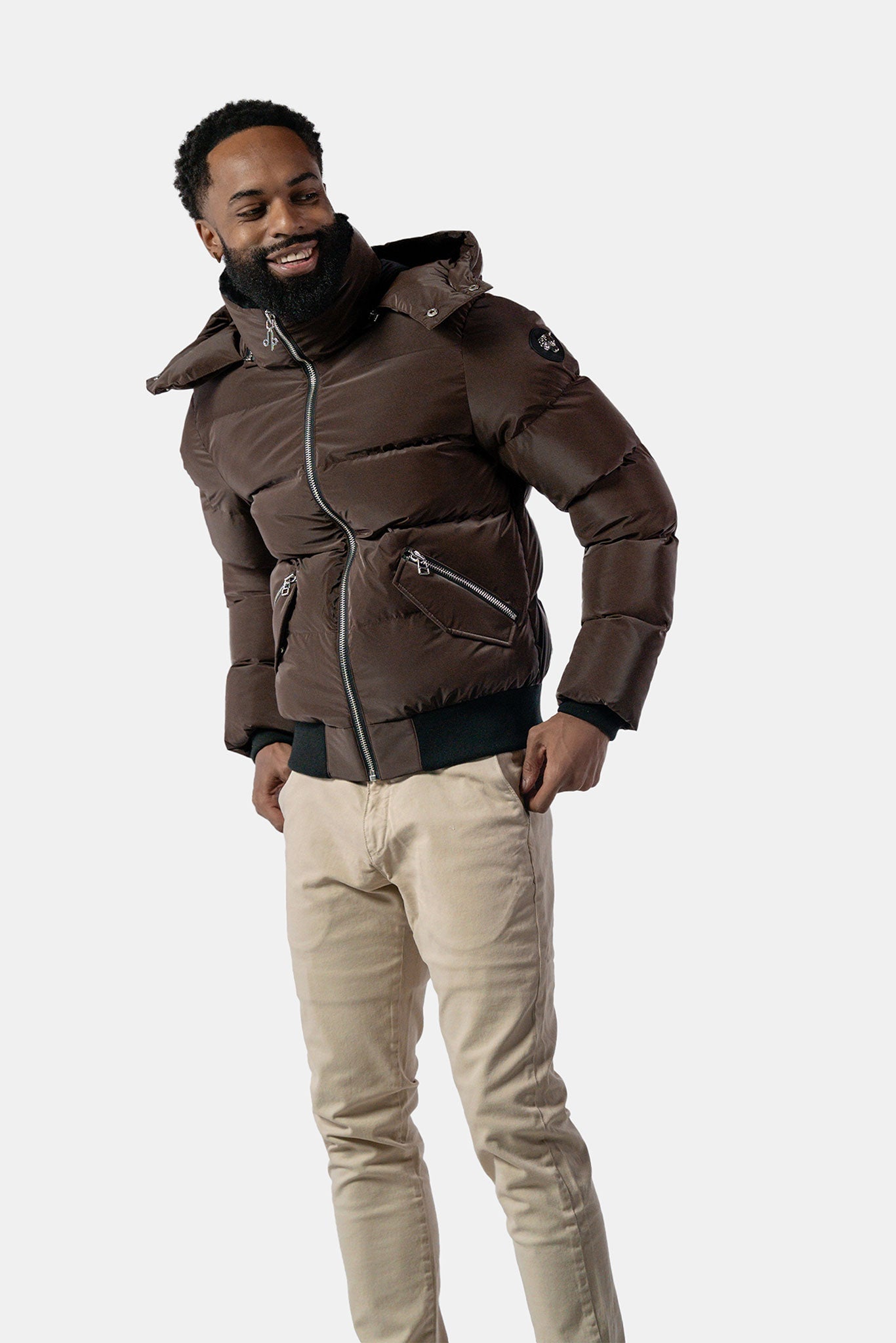 Mens Woody Bomber Jacket Mocha Diamond