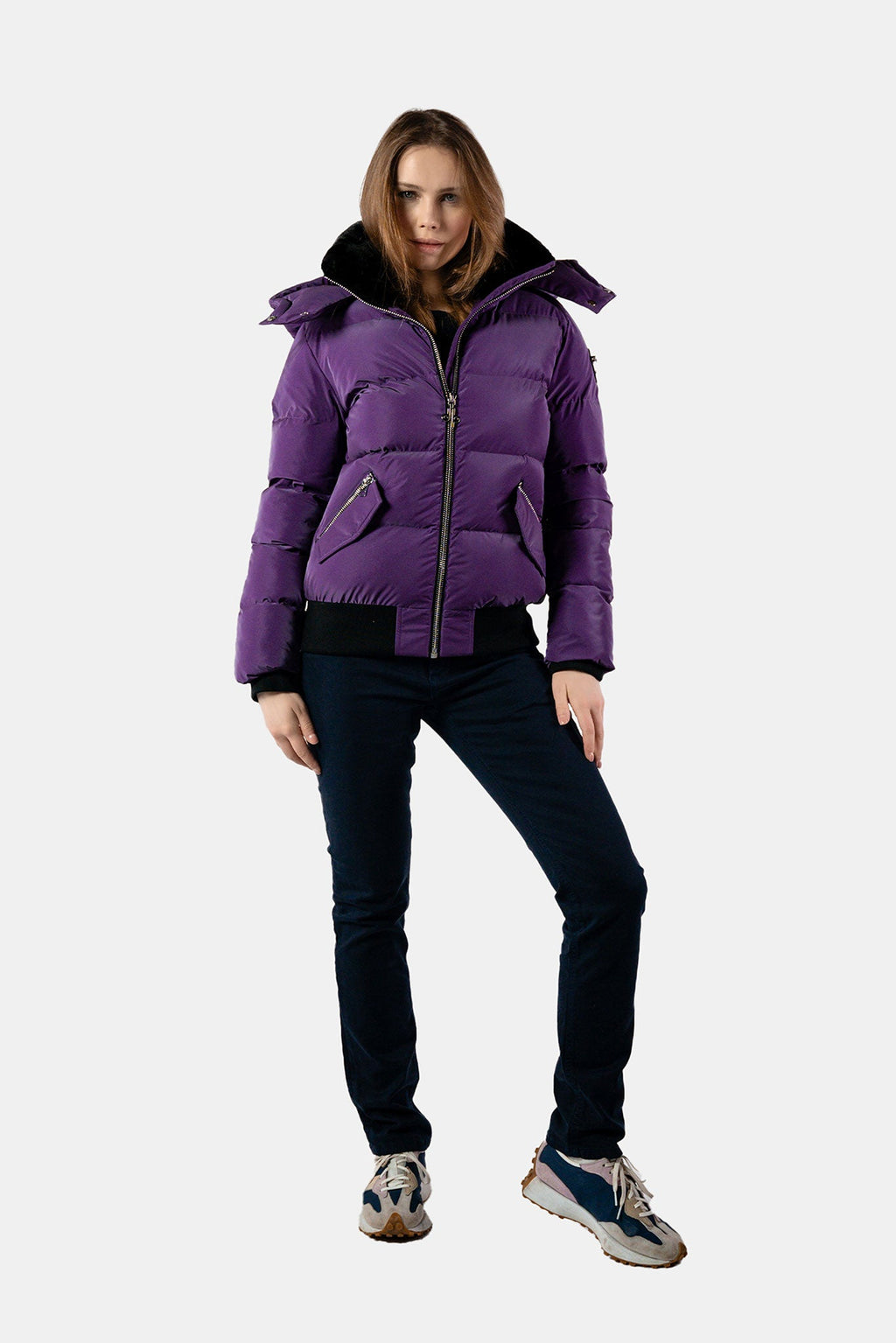 Womens Woody Bomber Jacket Purple Diamond