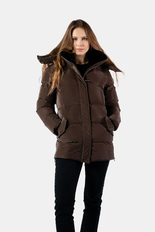 Womens Bumnester 3 4 Coat Mocha Diamond