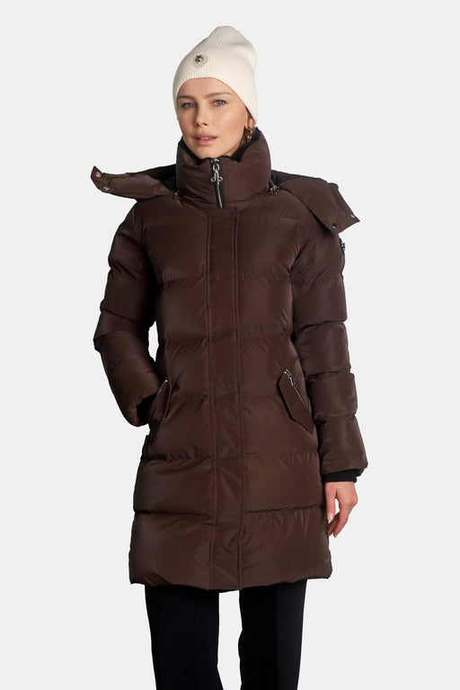 Womens Penguin Long Coat Mocha Diamond
