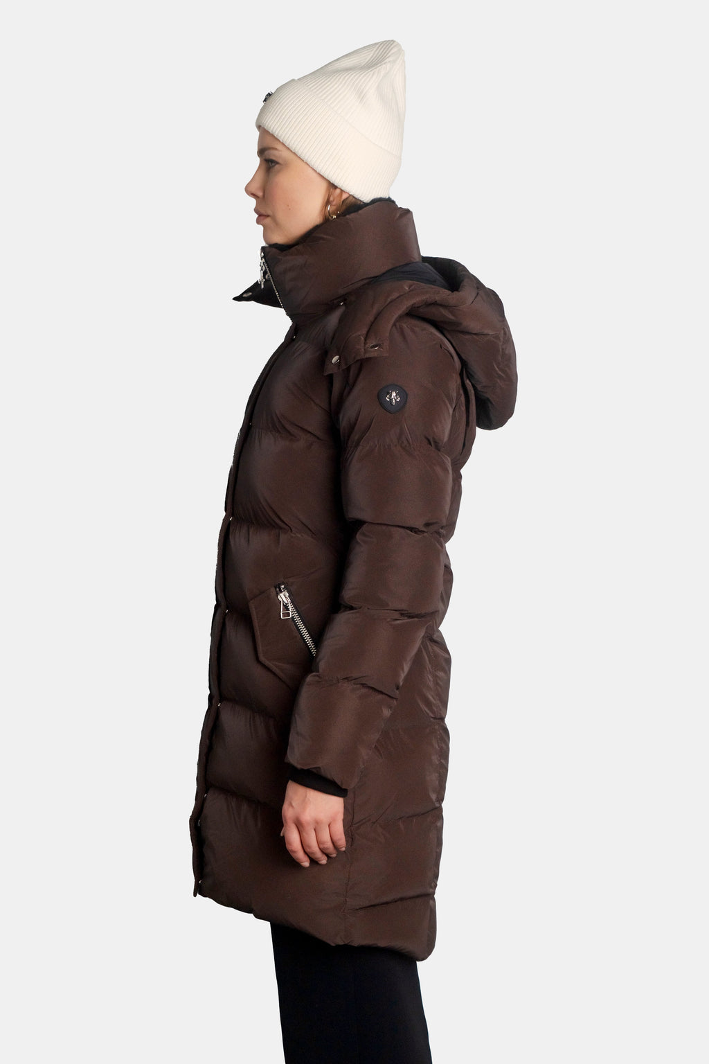 Womens Penguin Long Coat Mocha Diamond