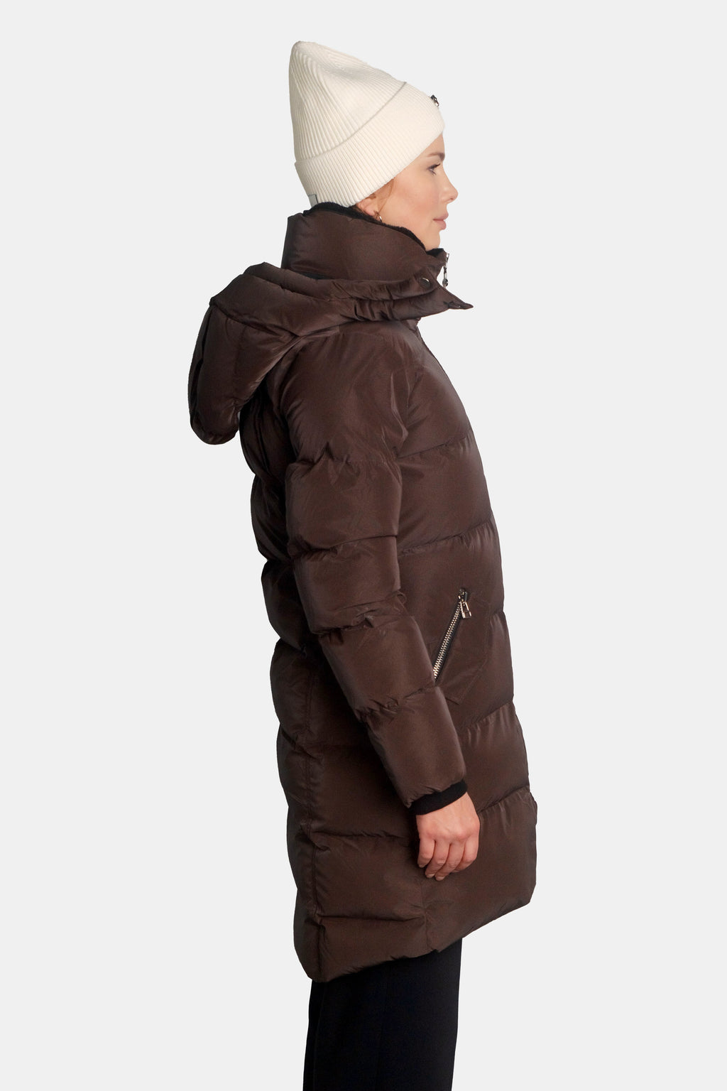 Womens Penguin Long Coat Mocha Diamond