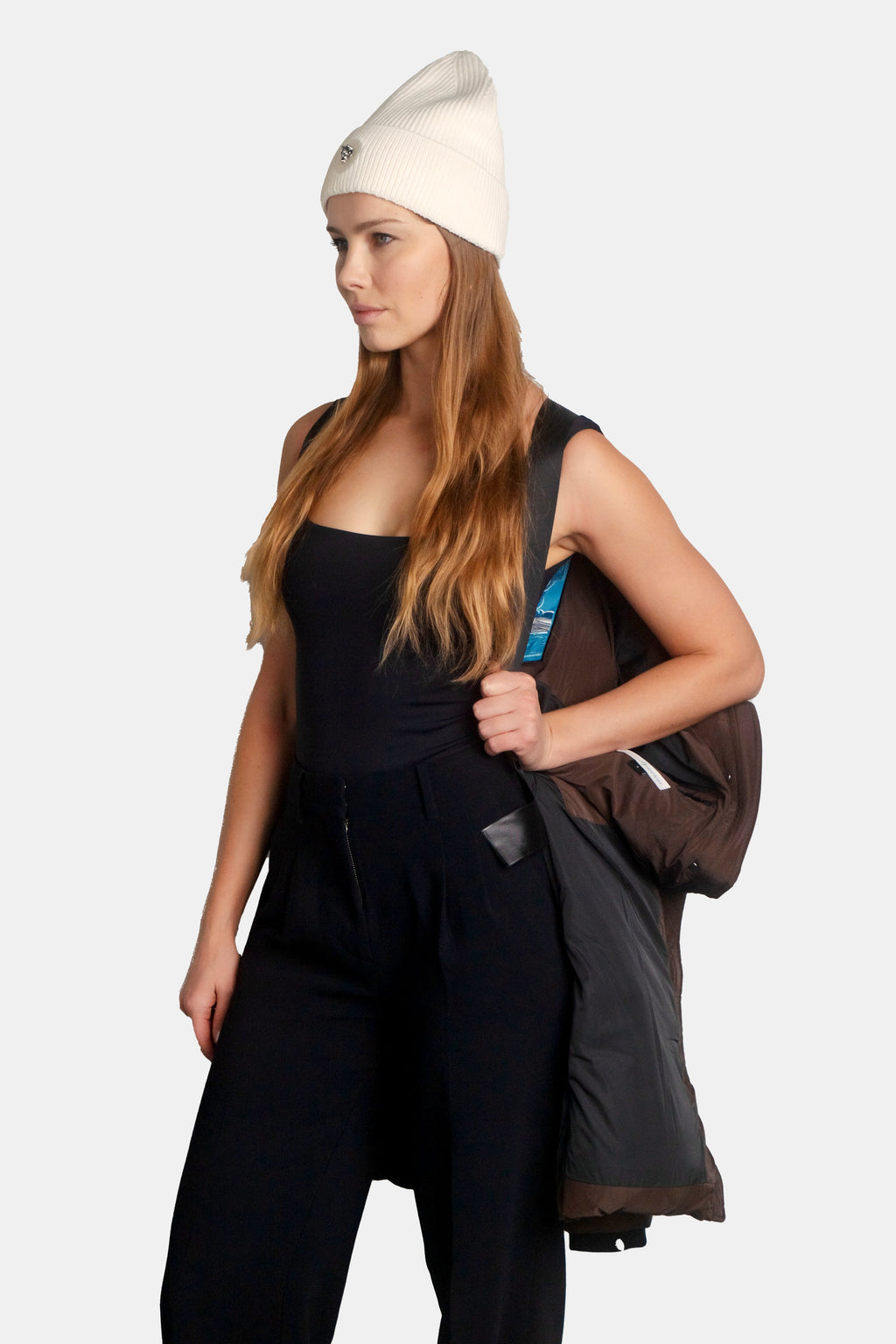 Womens Penguin Long Coat Mocha Diamond