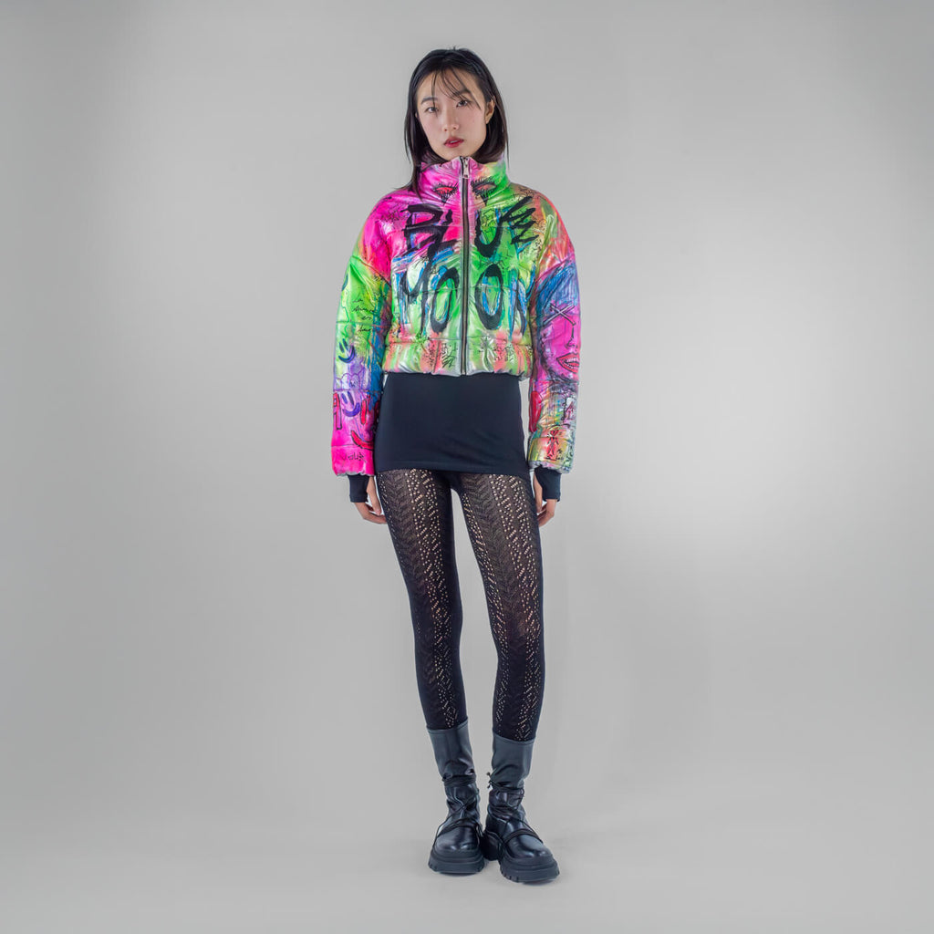 Blue Moon Puffer Cropped Bomber