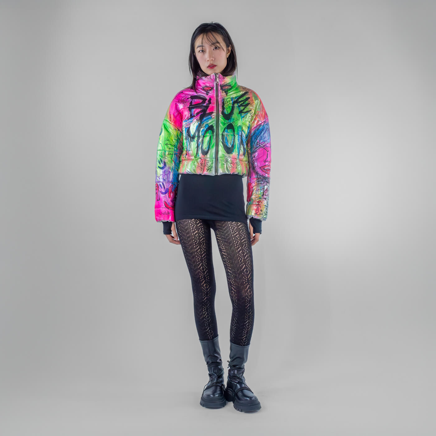 Blue Moon Puffer Cropped Bomber