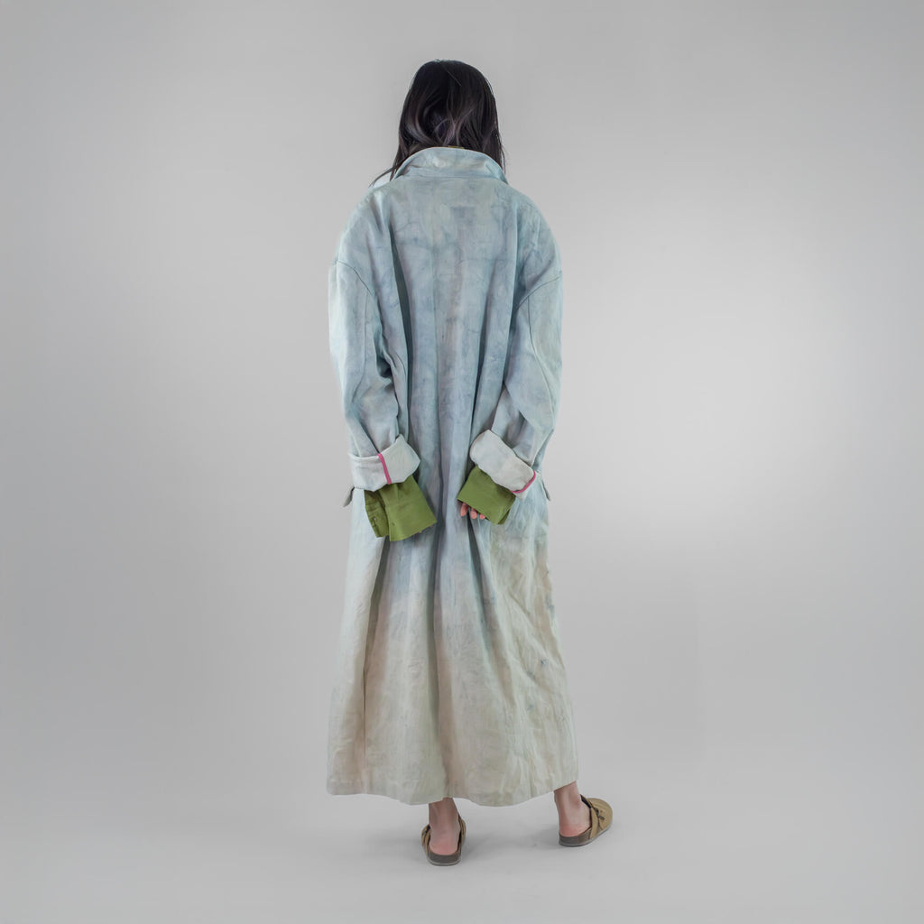 Ribbon Print Oversized Duster Coat
