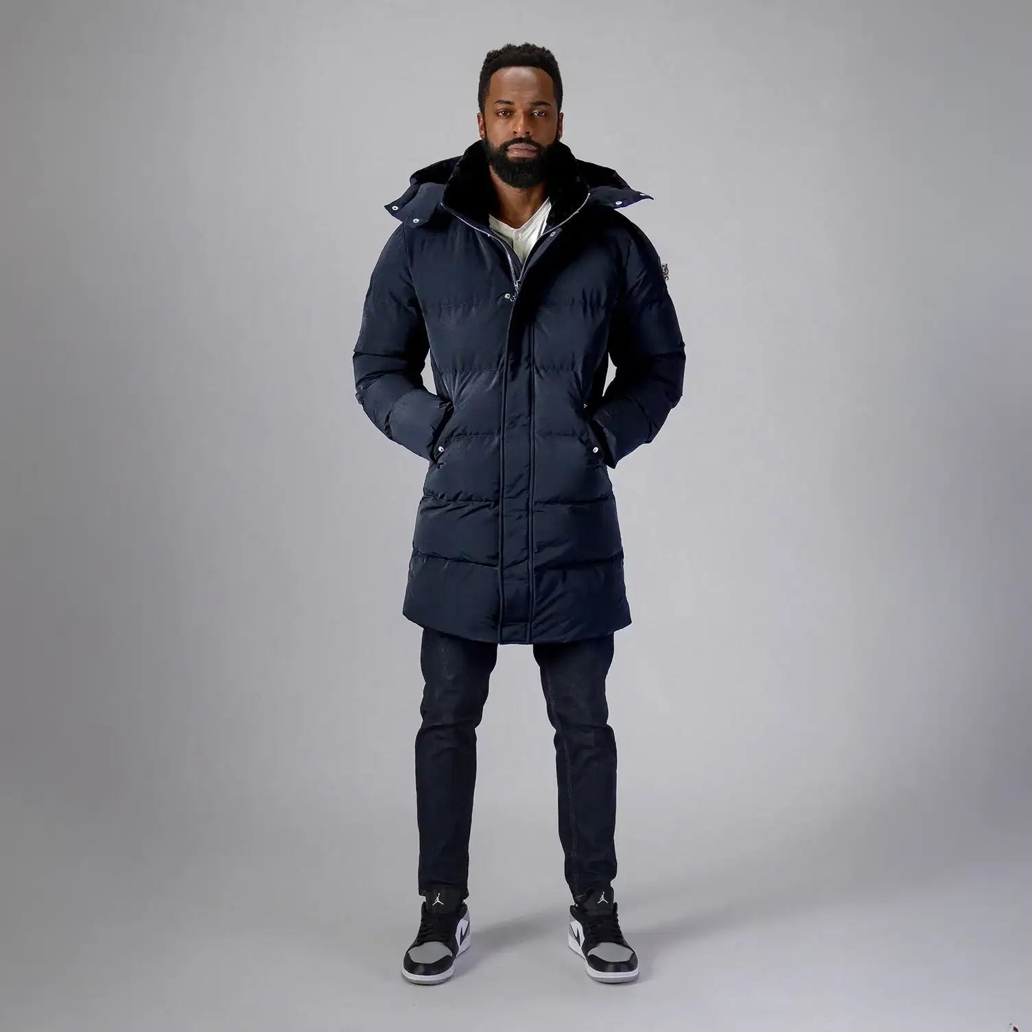 Mens Penguin Long Coat Blue Diamond