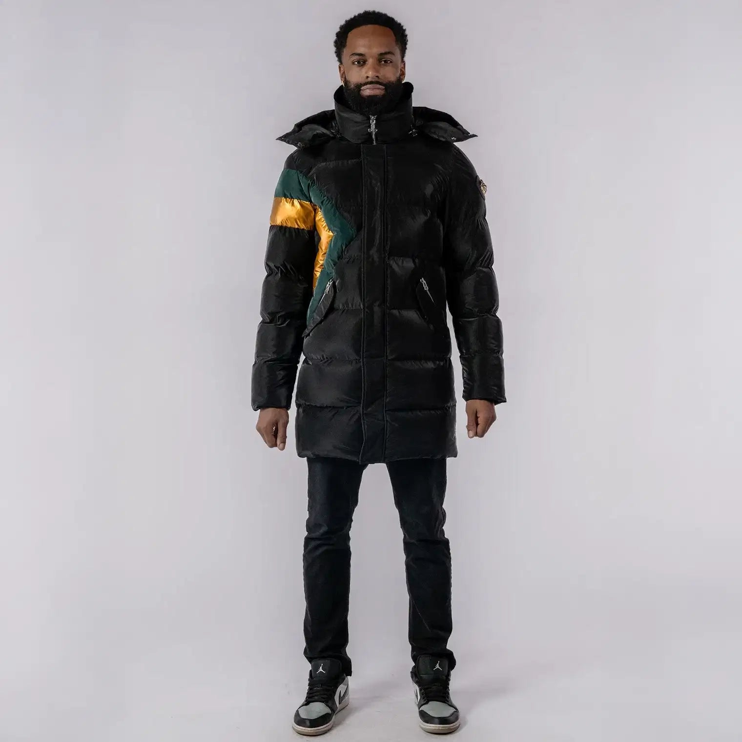 Mens Penguin Long Coat Jamaican Black Diamond