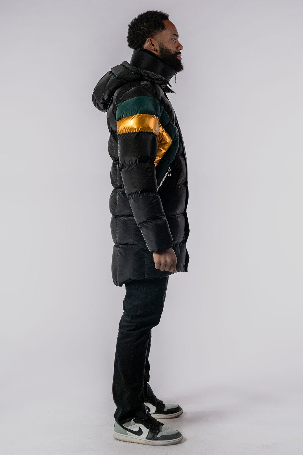 Mens Penguin Long Coat Jamaican Black Diamond