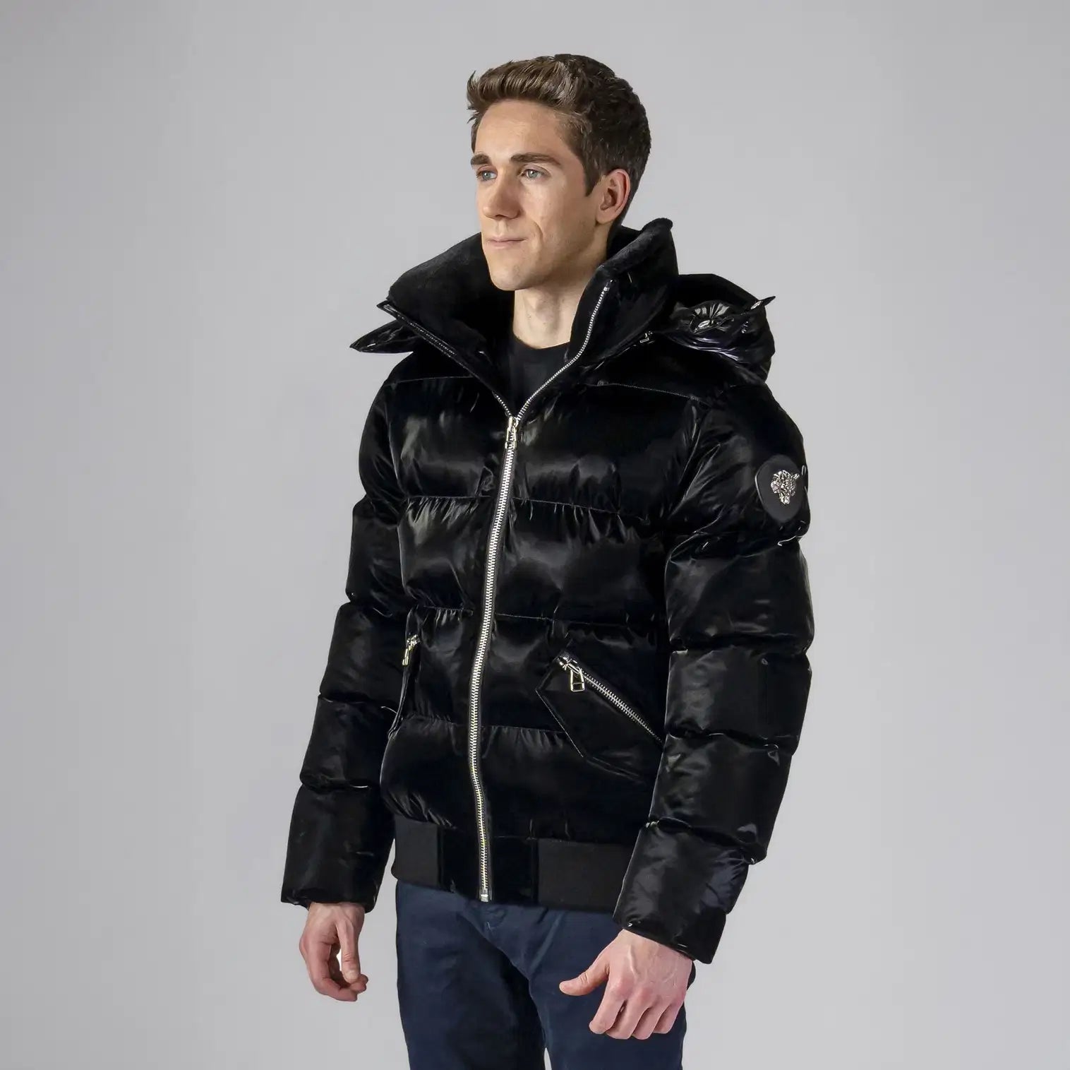 Mens Woody Bomber Jacket All Wet Black