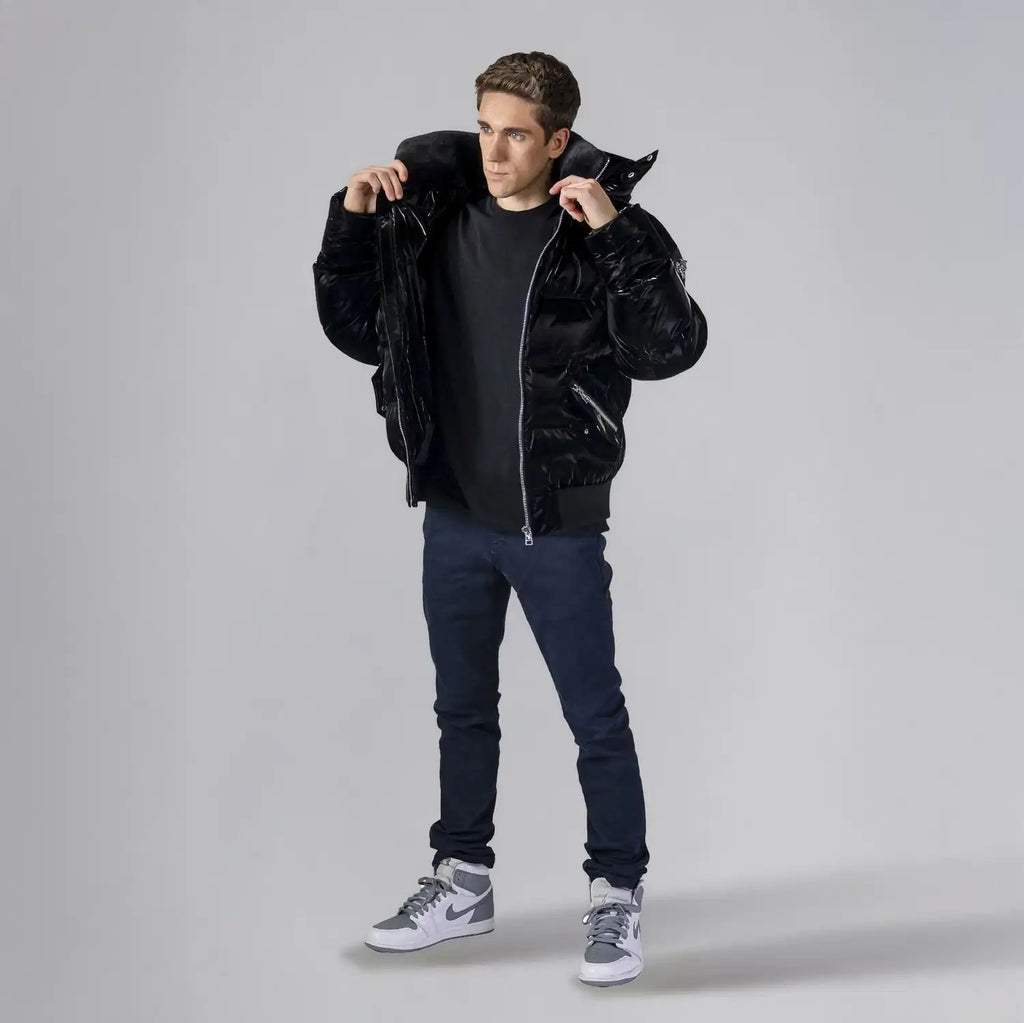 Mens Woody Bomber Jacket All Wet Black