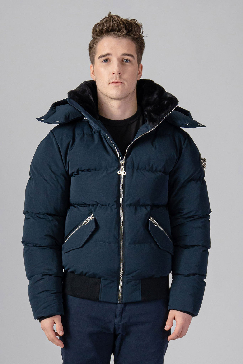 Short Winter Jackets in Matte Navy Color