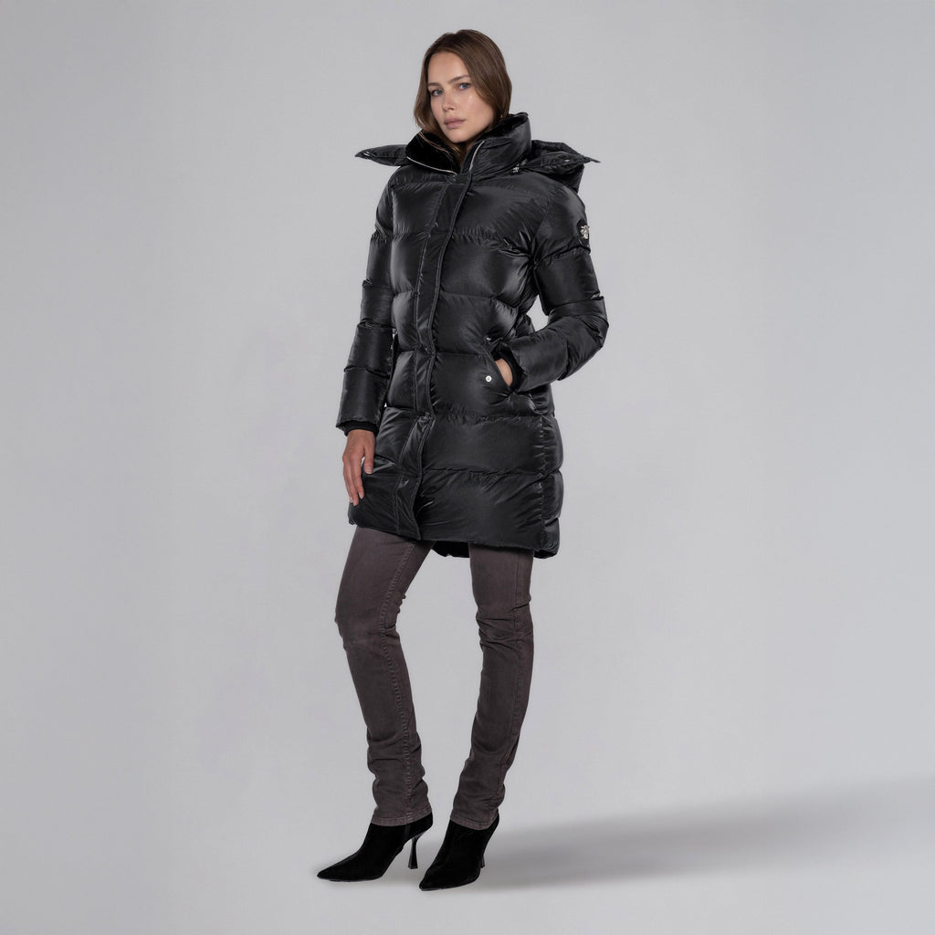 Womens Penguin Long Coat Black Diamond