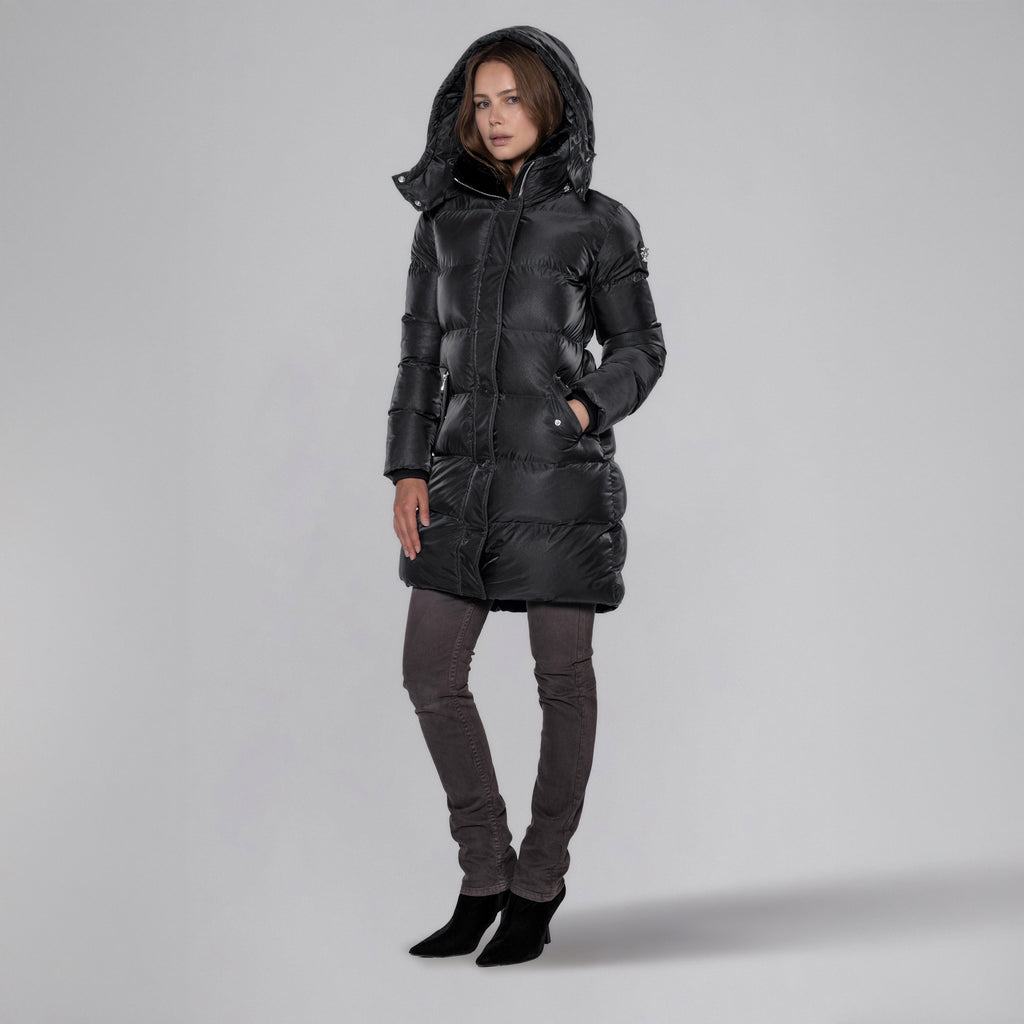 Womens Penguin Long Coat Black Diamond