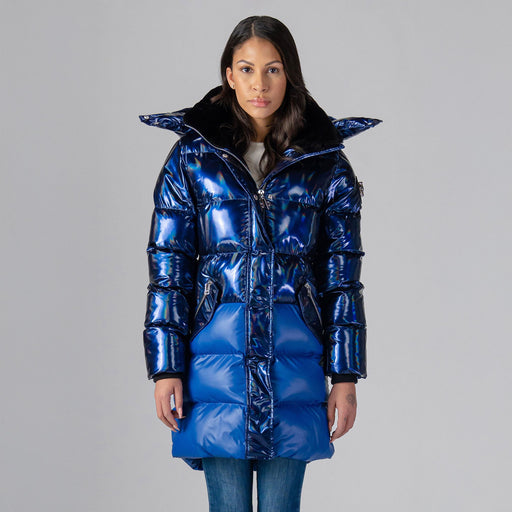 Womens Penguin Long Coat Oily Blue Blue