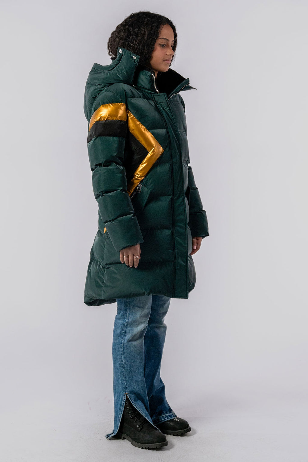 Womens Penguin Long Coat Jamaican Green Diamond