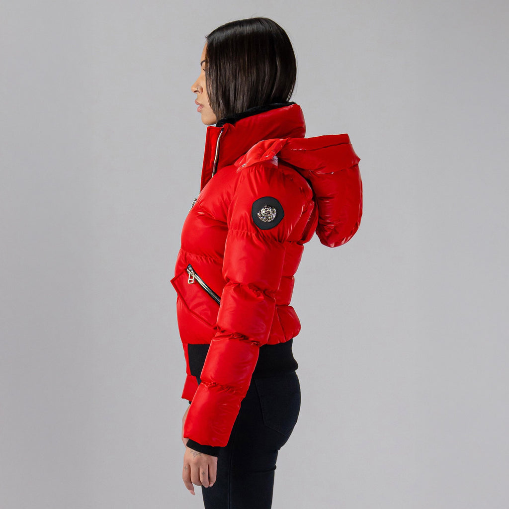 Womens Woody Bomber Jacket All Wet Red