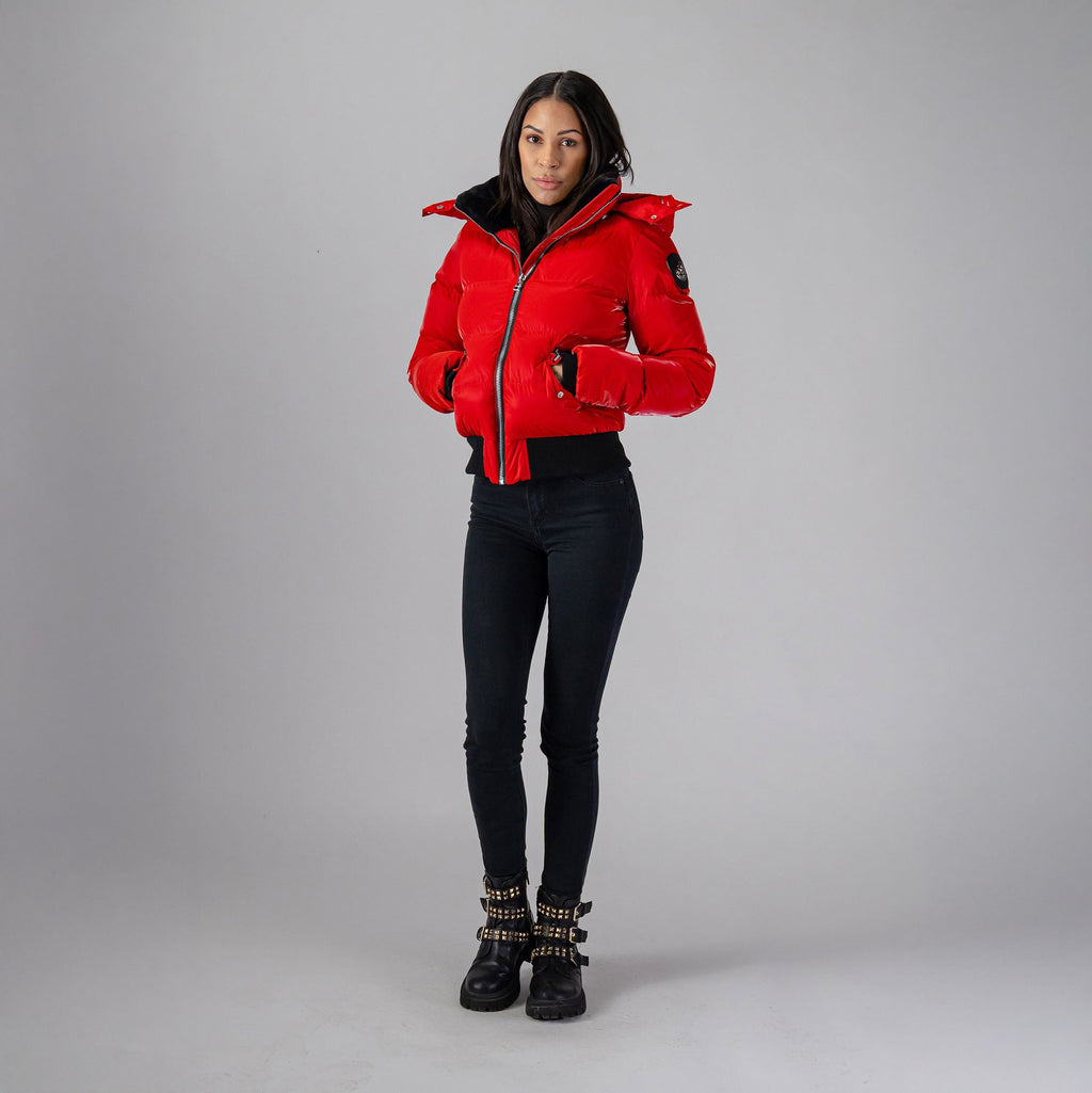 Womens Woody Bomber Jacket All Wet Red