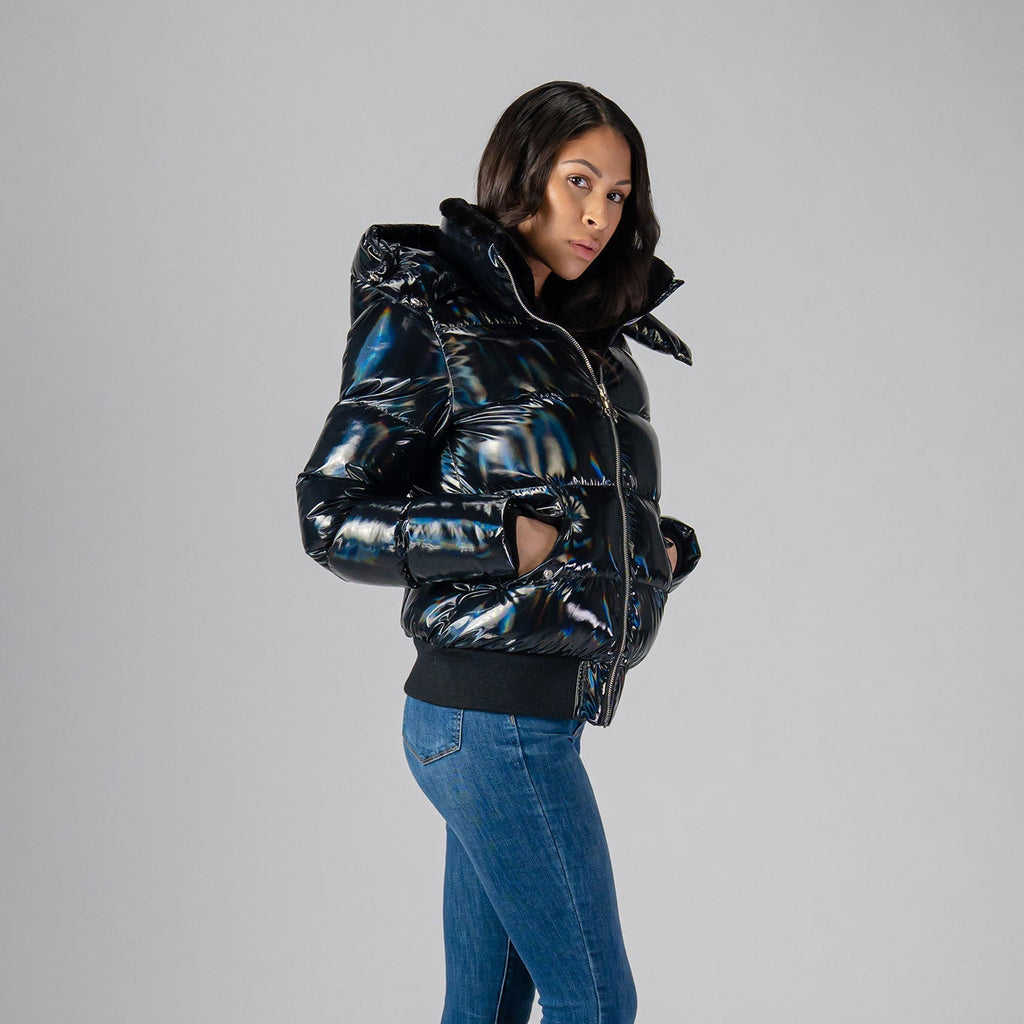 Women's Woody Bomber Jacket in Oily Black Color