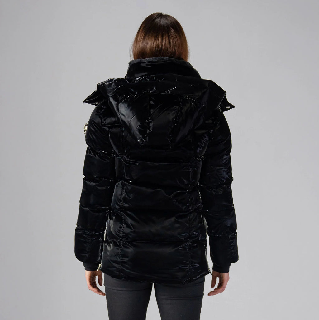 Womens Bumnester 3 4 Coat All Wet Black
